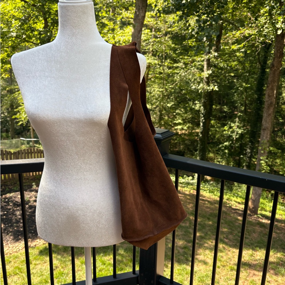 Ann Mashburn Paola Brown Suede Shoulder Bag